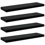 vidaXL Étagère murale flottante 4 Pièces Noir brillant 90x23 5x3 8 cm MDF