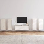 vidaXL Meubles TV 5 Pièces Blanc Bois massif de pin