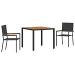 vidaXL Ensemble de salle à manger pour jardin 3 Pièces Noir polyrotin