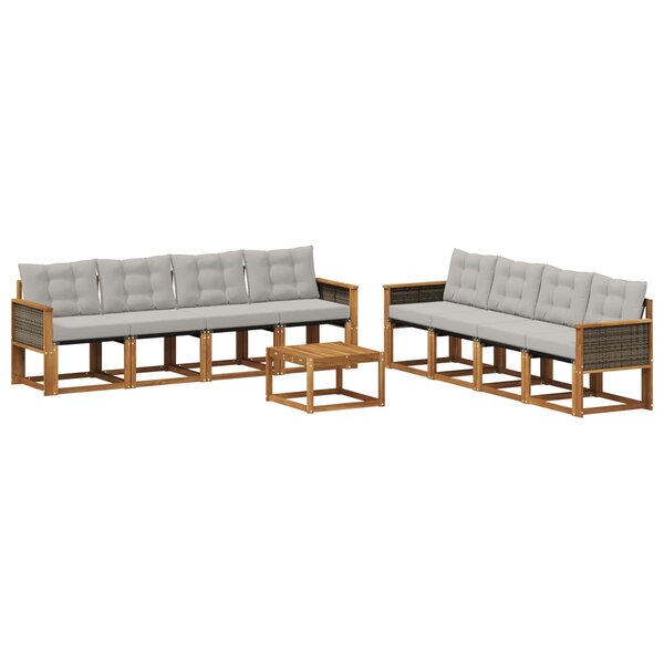 vidaXL Ensemble de canapés d'extérieur 9 Pièces Naturel et gris clair