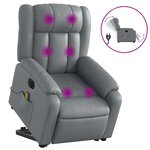 vidaXL Fauteuil inclinable de massage électrique gris similicuir