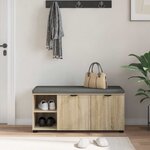 vidaXL Banc d'entrée avec coussin Uni Chêne Sonoma 100 x 38 x 46 cm