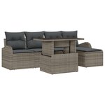 Ensemble de canapé de jardin 6 pièces avec coussins gris en poly rotin