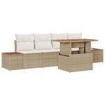 vidaXL Ensemble de salle à manger de jardin 5 pièces avec coussins Beige en Poly Rattan et Acacia