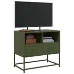 vidaXL Meuble TV vert olive 68x39x60 5 cm acier