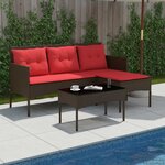 vidaXL Ensemble de canapé de jardin 2 Pièces Marron et rouge polyrotin