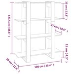 vidaXL Bibliothèque/Séparateur de pièce Gris béton 100x30x123 5 cm