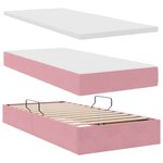 vidaXL Lit de rangement LED avec matelas Rose 90 x 200 cm Velours