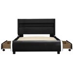 vidaXL Cadre de lit avec LED Noir Similicuir 100 x 200 cm