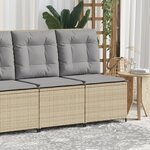 vidaXL Canapé inclinable de jardin avec coussins beige résine tressée