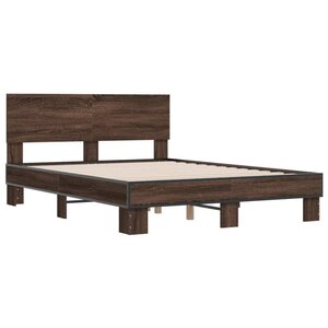 vidaXL Cadre de lit chêne marron 120x190 cm bois d'ingénierie et métal