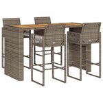 vidaXL Ensemble de bar de jardin 5 Pièces sans coussins gris poly rotin