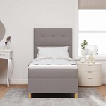 vidaXL Lit à ressort LED avec matelas Taupe 100 x 200 cm tissu
