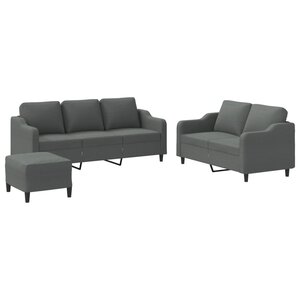 vidaXL Ensemble de canapés 3 Pièces avec coussins Gris foncé Tissu