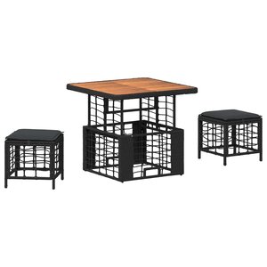 vidaXL Ensemble de salle à manger pour jardin 3 Pièces Noir et gris