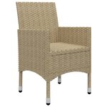vidaXL Ensemble à manger de jardin 3 Pièces Beige Résine tressée et verre
