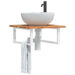 vidaXL Étagère de vasque murale acier et bois massif d'acacia