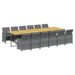 vidaXL Ensemble à manger de jardin coussins 13 Pièces Résine tressée Gris