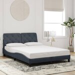 vidaXL Cadre de lit avec LED sans matelas gris foncé 120x200cm velours