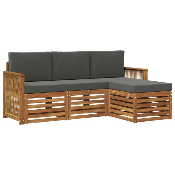 vidaXL Ensemble de canapés d'extérieur 4 Pièces Naturel et Anthracite