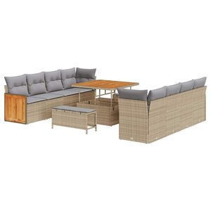vidaXL Ensemble de canapé de jardin 11 Pièces Beige 100 x 100 x 71 cm