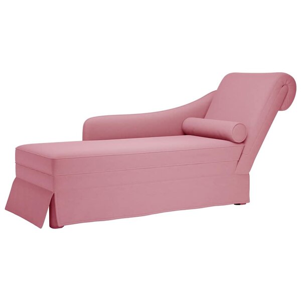 vidaXL Fauteuil long avec traversin et accoudoir droit rose velours