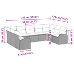 vidaXL Ensemble de canapé de jardin 9 pièces avec coussins Marron en poly rattan