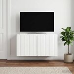 vidaXL Meuble TV mural 59 5 x 31 x 30 cm Blanc brillant