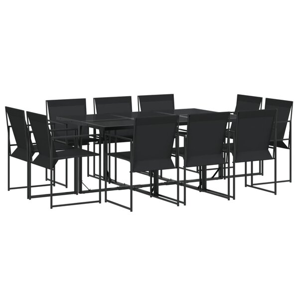 vidaXL Ensemble à manger de jardin 11 Pièces noir textilène