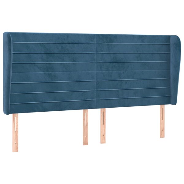 vidaXL Tête de lit avec oreilles Bleu foncé 163x23x118/128 cm Velours