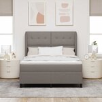 vidaXL Lit à ressorts avec matelas Taupe 140 x 190 cm tissu