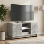 vidaXL Meuble TV 102 x 34 5 x 50 cm Gris béton Bois d'ingénierie