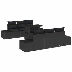vidaXL Ensemble de canapé de jardin 7 Pièces Noir 100 x 55 x 73 cm