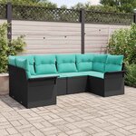 vidaXL Ensemble de canapé de jardin 6 Pièces Noir Poly rotin