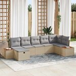 vidaXL Ensemble de canapé de jardin 7 Pièces Beige Poly rotin