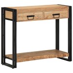 Table Console vidaXL Noire 90x33x75 cm en Acacia Massif et Métal