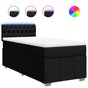 vidaXL Sommier à lattes de lit avec matelas Noir 90x190 cm Tissu