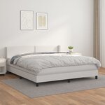 vidaXL Sommier à lattes de lit avec matelas Blanc 160x200cm Similicuir