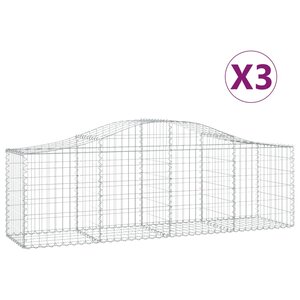 vidaXL Paniers à gabions arqués 3 Pièces 200x50x60/80 cm Fer galvanisé
