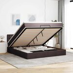 vidaXL Lit ottoman avec matelas et LED Marron foncé 180x200 cm tissu