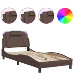 vidaXL Cadre de lit avec lumières LED marron 90x200 cm similicuir