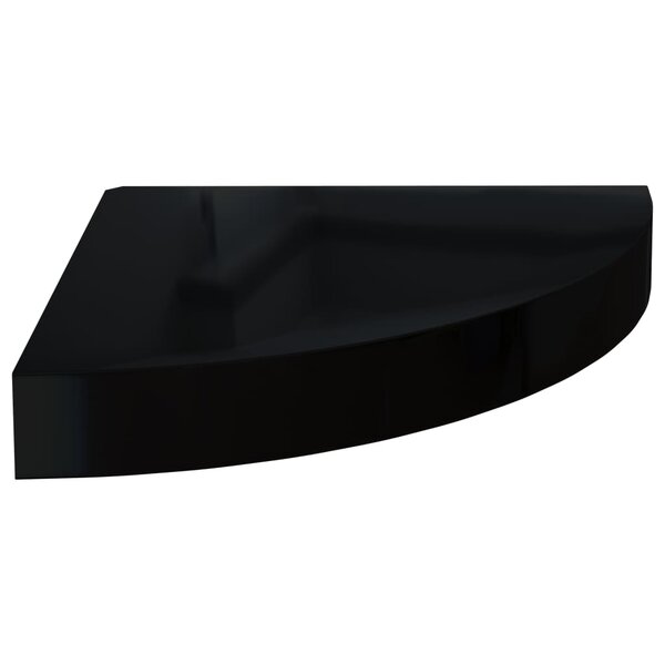 323889 vidaXL Floating Corner Shelf High Gloss Black 25x25x3 8 cm MDF