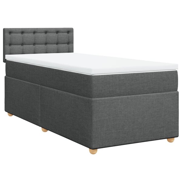 vidaXL Sommier à lattes de lit avec matelas Gris foncé 80x200 cm Tissu