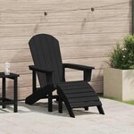 vidaXL Chaise Adirondack avec coussin Noir 74 x 82 x 92cm Plastique