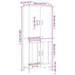 vidaXL Buffet haut Blanc 69 5x34x180 cm Bois d'ingénierie