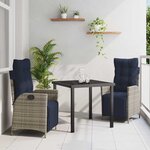 vidaXL Ensemble de salle à manger pour jardin 3 Pièces Gris et Noir Rotin