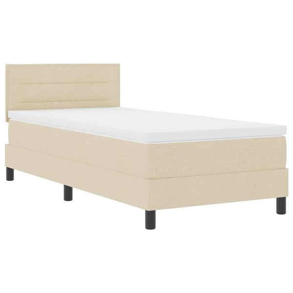 vidaXL Lit à ressorts avec matelas avec LED Crème 90 x 200 cm tissu