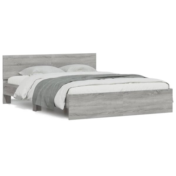 vidaXL Cadre de lit avec tête de lit sonoma gris 140x190 cm