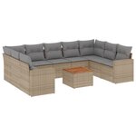 vidaXL Salon de jardin avec coussins 10 Pièces beige résine tressée