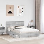 vidaXL Lit de Rangement Gris Sonoma 140 x 200 cm Bois d'ingénierie